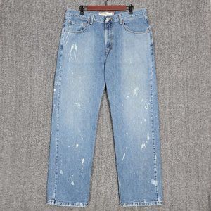 Levi's Jeans Men 37x31* Blue 559 Relaxed Straight Leg Distressed Paint Splatter